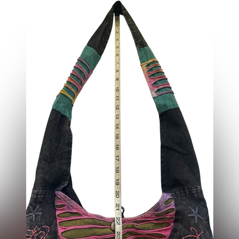 Flying High Footpath Trading Co Multicolor BOHO Hippie Cotton Crossbody Bag - Picture 11 of 13